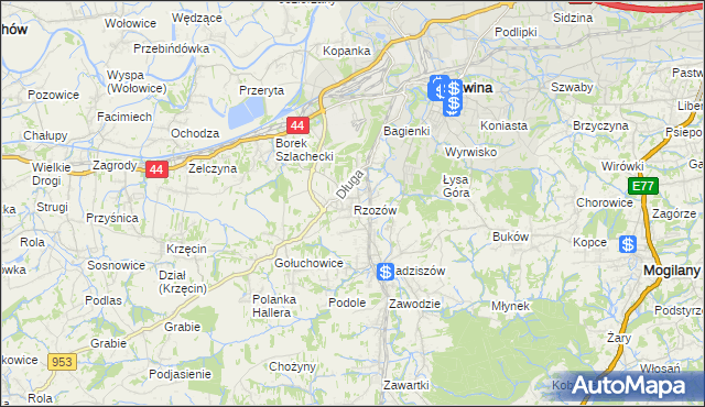 mapa Rzozów, Rzozów na mapie Targeo