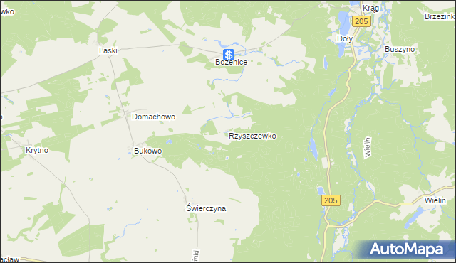 mapa Rzyszczewko gmina Polanów, Rzyszczewko gmina Polanów na mapie Targeo