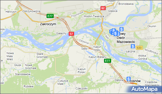 mapa Sady gmina Czosnów, Sady gmina Czosnów na mapie Targeo