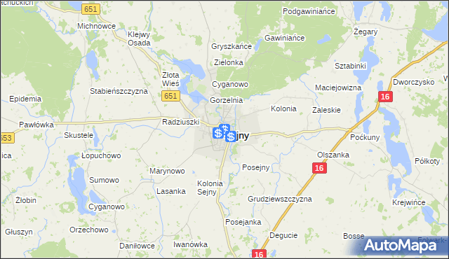 mapa Sejny, Sejny na mapie Targeo