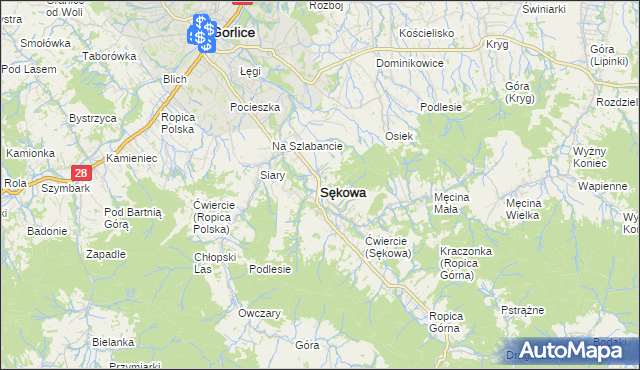 mapa Sękowa, Sękowa na mapie Targeo