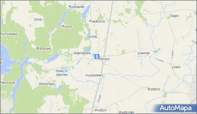 mapa Serock gmina Pruszcz, Serock gmina Pruszcz na mapie Targeo