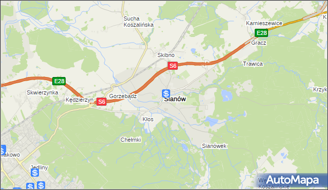 mapa Sianów, Sianów na mapie Targeo