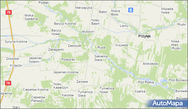 mapa Siekierka Stara, Siekierka Stara na mapie Targeo