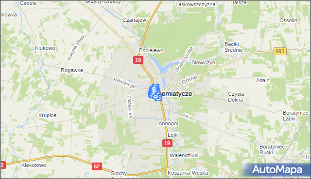 mapa Siemiatycze, Siemiatycze na mapie Targeo