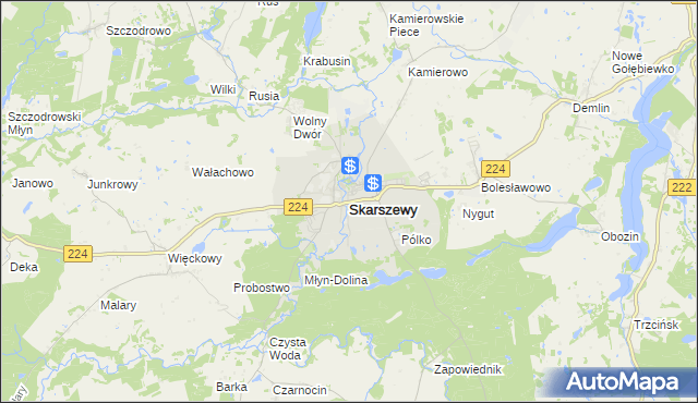 mapa Skarszewy powiat starogardzki, Skarszewy powiat starogardzki na mapie Targeo