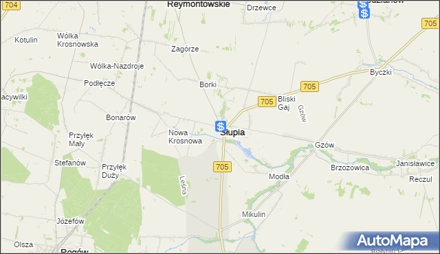 mapa Słupia powiat skierniewicki, Słupia powiat skierniewicki na mapie Targeo