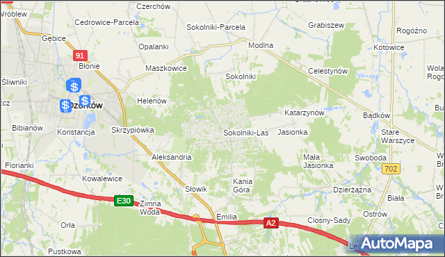 mapa Sokolniki-Las, Sokolniki-Las na mapie Targeo