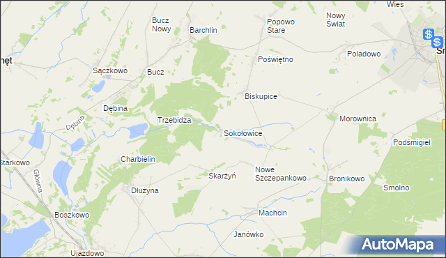 mapa Sokołowice gmina Przemęt, Sokołowice gmina Przemęt na mapie Targeo