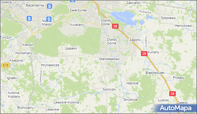 mapa Stanisławowo gmina Juchnowiec Kościelny, Stanisławowo gmina Juchnowiec Kościelny na mapie Targeo