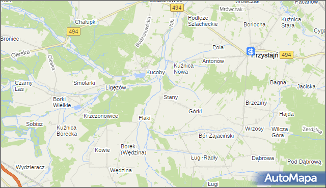 mapa Stany gmina Przystajń, Stany gmina Przystajń na mapie Targeo
