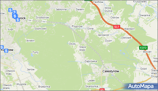 mapa Stara Wieś gmina Celestynów, Stara Wieś gmina Celestynów na mapie Targeo