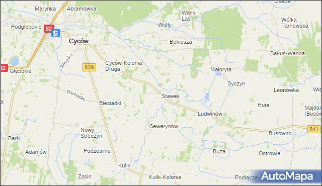 mapa Stawek gmina Cyców, Stawek gmina Cyców na mapie Targeo