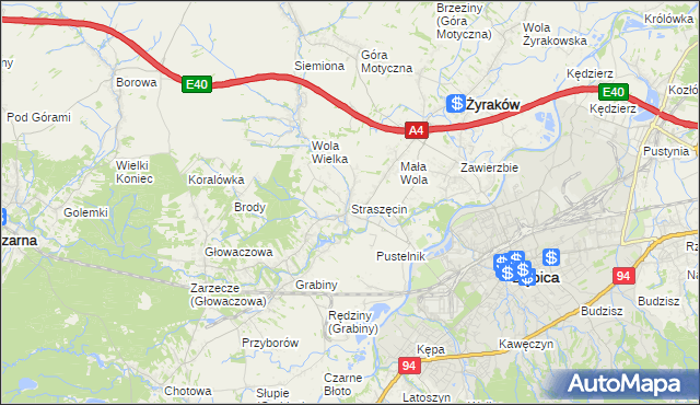 mapa Straszęcin, Straszęcin na mapie Targeo