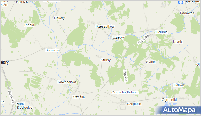 mapa Strusy, Strusy na mapie Targeo