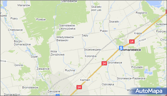 mapa Strzebieszew, Strzebieszew na mapie Targeo