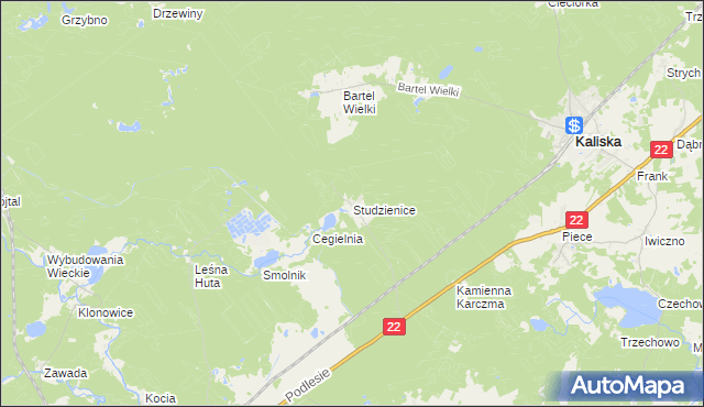 mapa Studzienice gmina Kaliska, Studzienice gmina Kaliska na mapie Targeo