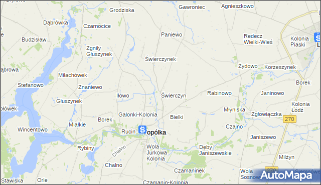mapa Świerczyn gmina Topólka, Świerczyn gmina Topólka na mapie Targeo