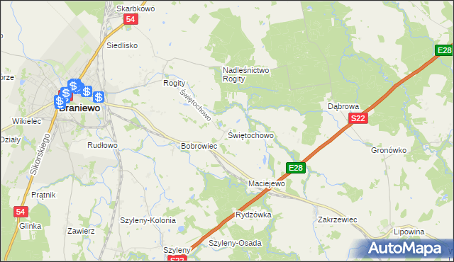 mapa Świętochowo, Świętochowo na mapie Targeo