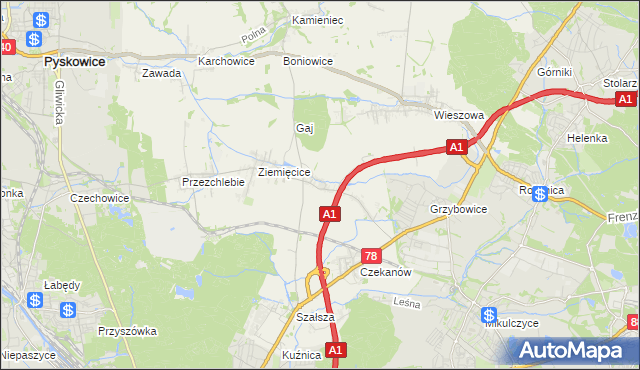 mapa Świętoszowice, Świętoszowice na mapie Targeo