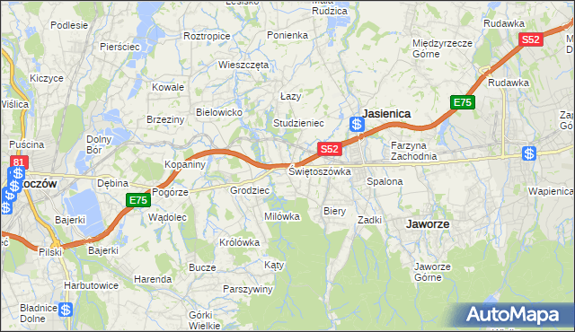 mapa Świętoszówka, Świętoszówka na mapie Targeo