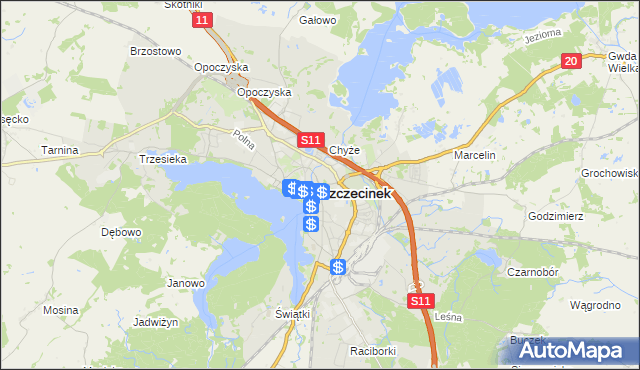 mapa Szczecinek, Szczecinek na mapie Targeo