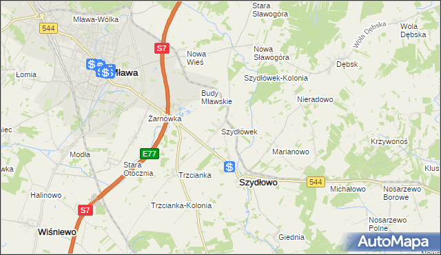 mapa Szydłówek gmina Szydłowo, Szydłówek gmina Szydłowo na mapie Targeo