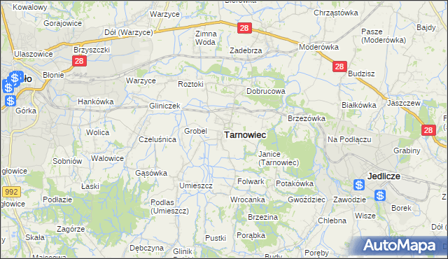mapa Tarnowiec powiat jasielski, Tarnowiec powiat jasielski na mapie Targeo