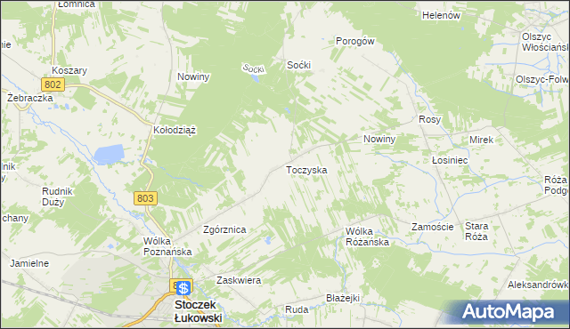 mapa Toczyska, Toczyska na mapie Targeo