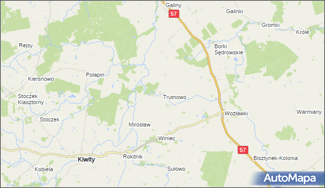 mapa Trutnowo gmina Bartoszyce, Trutnowo gmina Bartoszyce na mapie Targeo