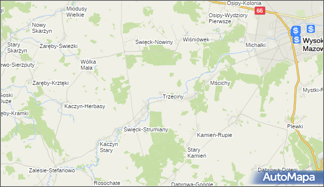 mapa Trzeciny, Trzeciny na mapie Targeo