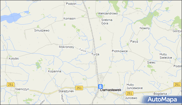 mapa Turza gmina Damasławek, Turza gmina Damasławek na mapie Targeo