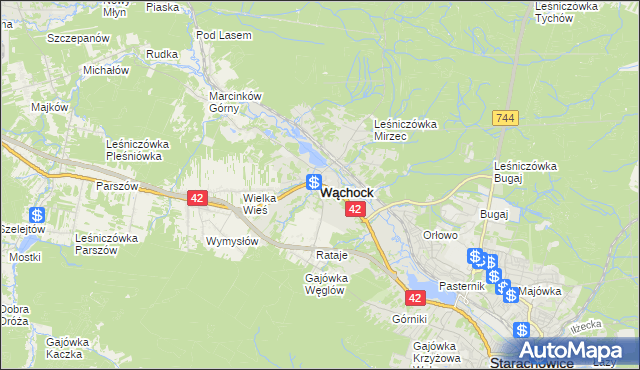 mapa Wąchock, Wąchock na mapie Targeo