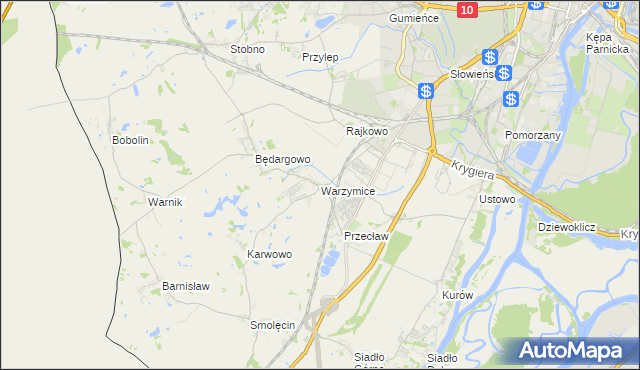 mapa Warzymice, Warzymice na mapie Targeo