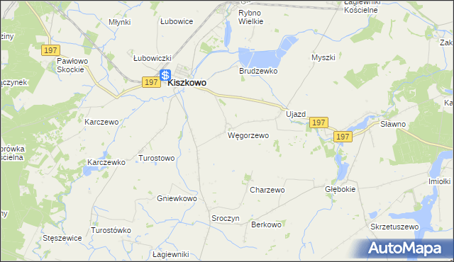 mapa Węgorzewo gmina Kiszkowo, Węgorzewo gmina Kiszkowo na mapie Targeo