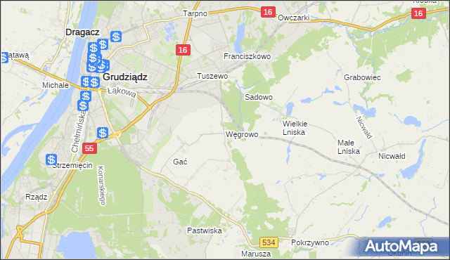 mapa Węgrowo, Węgrowo na mapie Targeo