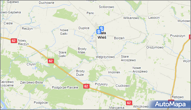 mapa Węgrzynowo gmina Mała Wieś, Węgrzynowo gmina Mała Wieś na mapie Targeo