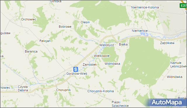 mapa Wielkopole gmina Gorzków, Wielkopole gmina Gorzków na mapie Targeo