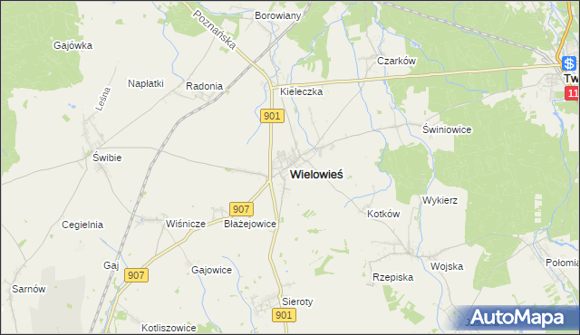 mapa Wielowieś powiat gliwicki, Wielowieś powiat gliwicki na mapie Targeo