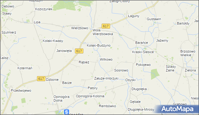 mapa Wilkowo gmina Opinogóra Górna, Wilkowo gmina Opinogóra Górna na mapie Targeo