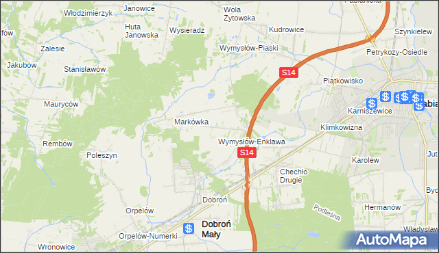 mapa Wincentów gmina Dobroń, Wincentów gmina Dobroń na mapie Targeo