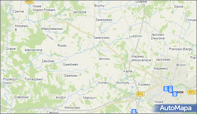 mapa Winniki gmina Nasielsk, Winniki gmina Nasielsk na mapie Targeo