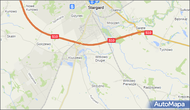 mapa Witkowo Drugie, Witkowo Drugie na mapie Targeo
