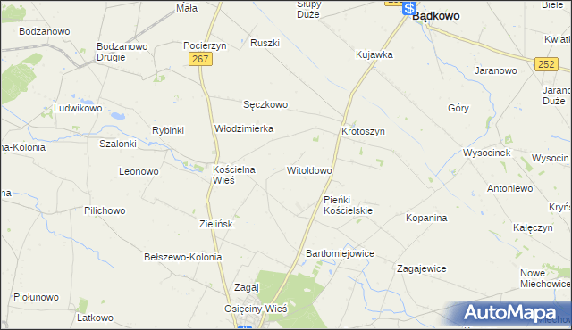 mapa Witoldowo gmina Osięciny, Witoldowo gmina Osięciny na mapie Targeo