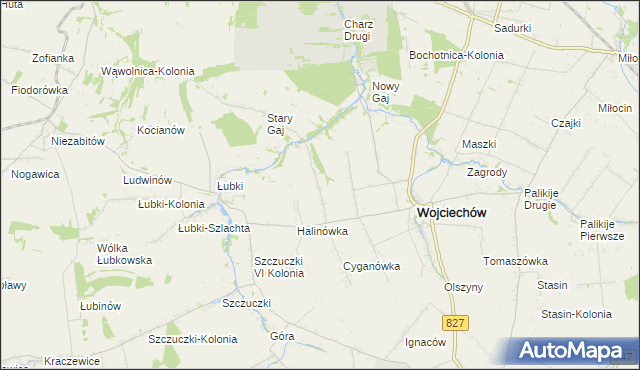 mapa Wojciechów-Kolonia Pierwsza, Wojciechów-Kolonia Pierwsza na mapie Targeo