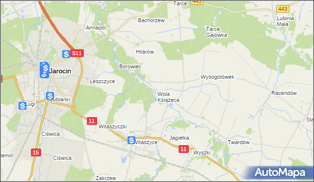 mapa Wola Książęca, Wola Książęca na mapie Targeo