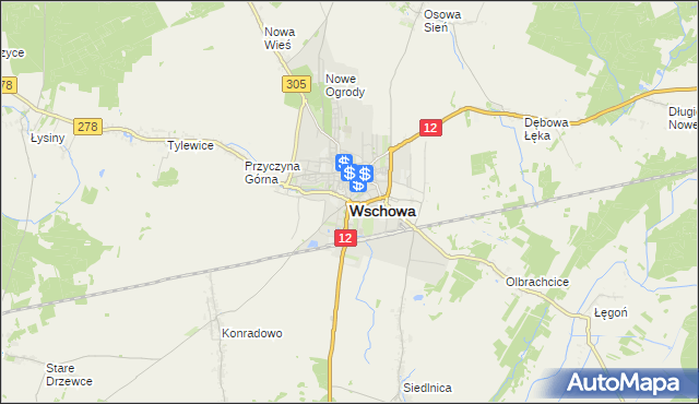 mapa Wschowa, Wschowa na mapie Targeo