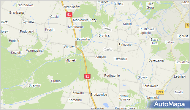 mapa Zabijak gmina Koziegłowy, Zabijak gmina Koziegłowy na mapie Targeo