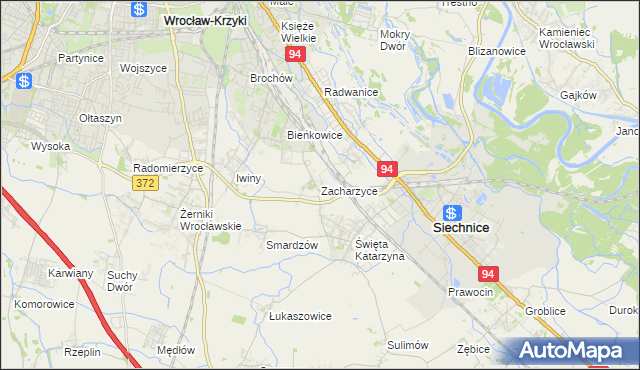 mapa Zacharzyce, Zacharzyce na mapie Targeo