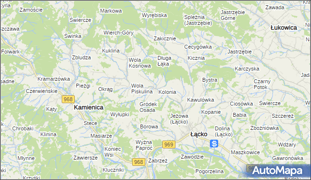 mapa Zagorzyn gmina Łącko, Zagorzyn gmina Łącko na mapie Targeo